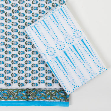 Block Printed Cotton Dupatta With Organza Dupatta Online