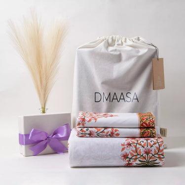 Unique Corporate Gifts Cotton Block Print Bedsheets With Pillow Cover