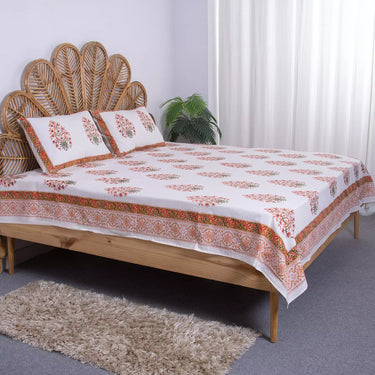 Unique Corporate Gifts Cotton Block Print Bedsheets With Pillow Cover