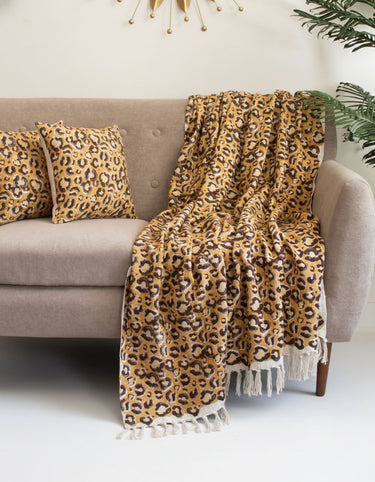 Unique Gifts for Her - Leopard Sofa Blanket with Cushion Cover