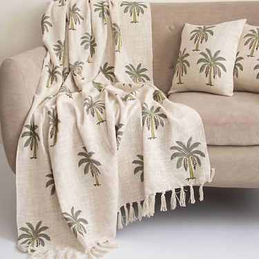 Useful Gifts Printed Cotton Sofa Throw Blanket & Cushion Cover