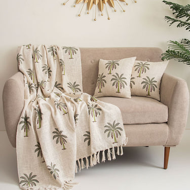 Useful Gifts Printed Cotton Sofa Throw Blanket & Cushion Cover