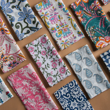 Assorted Hand Block Reusable Cotton Napkins