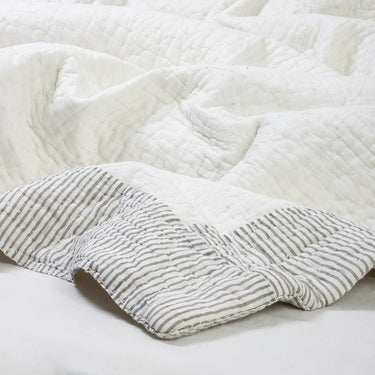 White Cotton Kantha Quilt