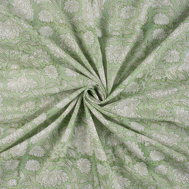 White Floral Hand Block Print Fabric