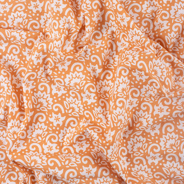 White Floral Hand Block Print Fabric Dress Material