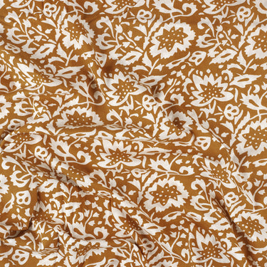 White Floral Hand Block Print Organic Cotton Fabric