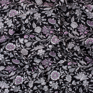 White Floral Hand Block Printed Cotton Fabric 