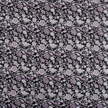 White Floral Hand Block Printed Cotton Fabric 
