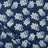 White Floral Indigo Hand Block Printed Fabric for Dresses