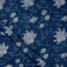 White Floral Indigo Pure Cotton Hand Block Print Fabric