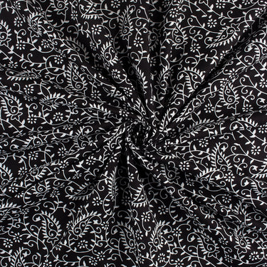 White Floral Vine Blender Hand Block Print Fabric
