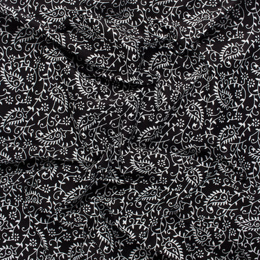 White Floral Vine Blender Hand Block Print Fabric