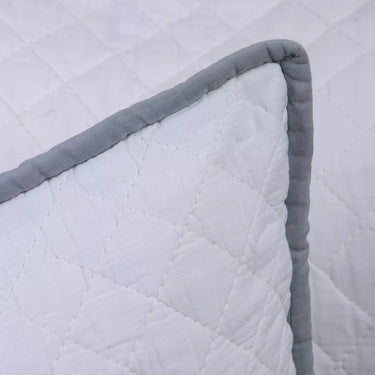 White Grey Stripe Quilted Cotton Machine Pillow Cover