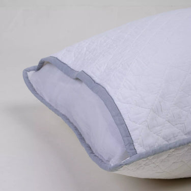 White Grey Stripe Quilted Cotton Machine Pillow Cover
