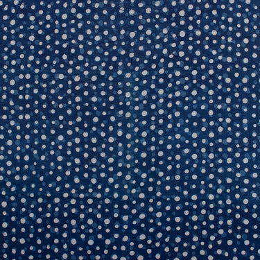 White Polka Dots Indigo Blue Hand Block Print Fabric