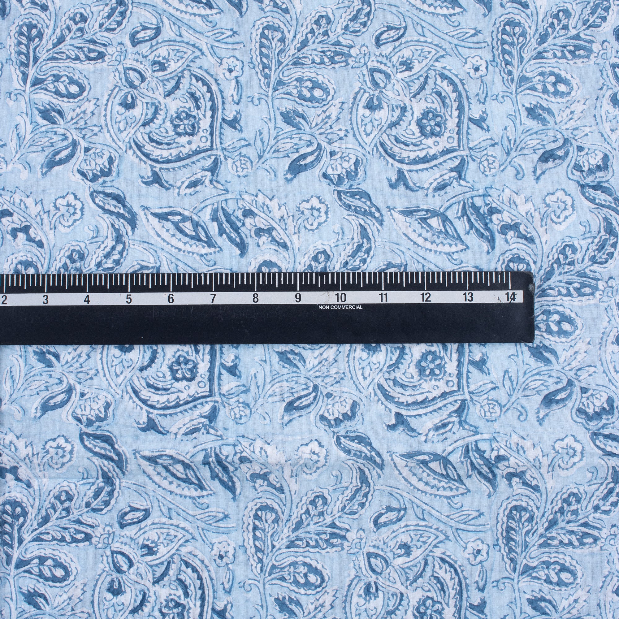 Buy White and Blue Floral Hand Block Print Fabric Online – Dmaasa