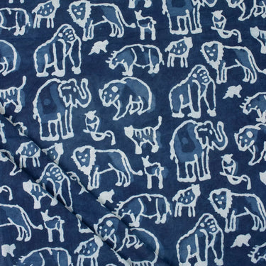 Wild Animal Hand Block Printed Indigo Clothing Online