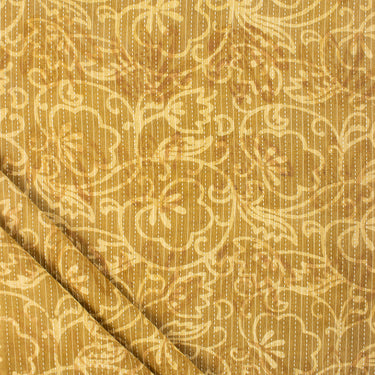 Yellow Dabu Hand Block Printed Cotton Kantha Fabric
