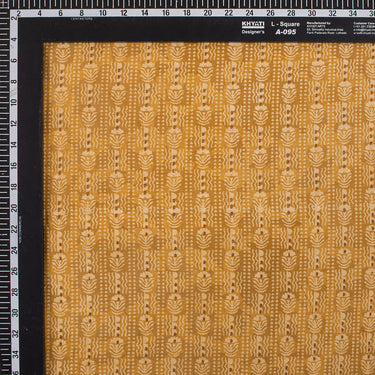 Yellow Floral Cotton Hand Block Printed Dabu Dress Fabric