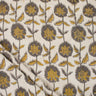 Yellow Floral Hand Block Printed Kashish Cotton Kantha Fabric
