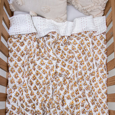 Yellow Floral Printed Cotton Soft Baby Blankets
