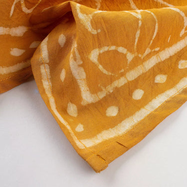 Yellow Hand Block Printed Dabu Head Wrap Cotton Bandana
