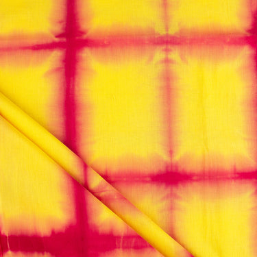 Yellow Tie and Dye Shibori Check Fabric