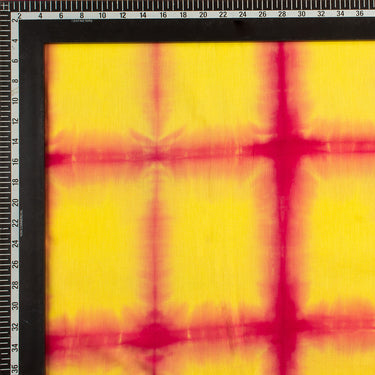 Yellow Tie and Dye Shibori Check Fabric
