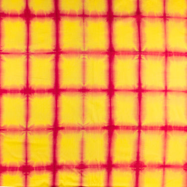 Yellow Tie and Dye Shibori Check Fabric