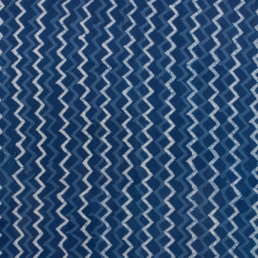 ZigZag Indigo Blue Cotton Hand Block Print Fabric
