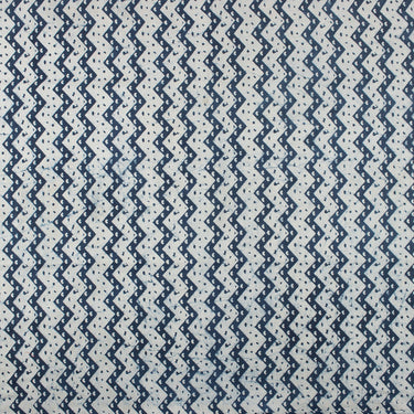 Zig Zag Hand Block Print Indigo Fabric