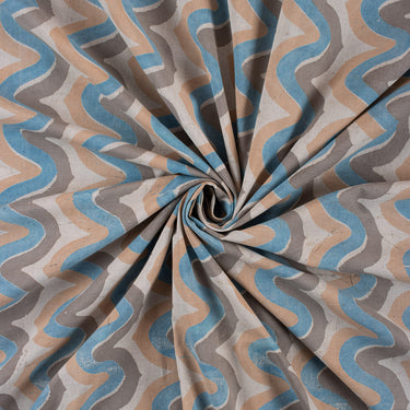 Zikzak Cotton Hand Block Indigo Fabric Online