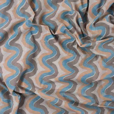 Zikzak Cotton Hand Block Indigo Fabric Online