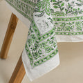 Green Floral Print Cotton Table Cloth 6 Seater